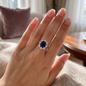 Zonder minimumprijs - Ring Zilver - 1.75ct. tw. Saffier -, Nieuw
