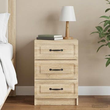 vidaXL Nachtkastje Sonoma Eiken 43 x 41 x 63,5 cm Bewerkt, Minder dan 45 cm, Verzenden, Nieuw, 55 tot 70 cm