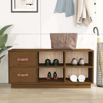 vidaXL Schoenenbank 100x34x45 cm massief grenenhout, Verzenden, Nieuw