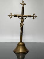 Crucifix - Verguld messing - 1900-1910 - Kruisbeeld van, Antiek en Kunst