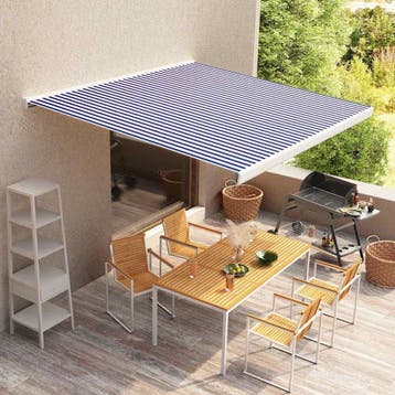 vidaXL Luifeldoek 400x300 cm canvas blauw en wit, Verzenden, Nieuw