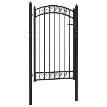vidaXL Poort met gebogen bovenkant 100x150 cm staal zwart, Verzenden, Nieuw