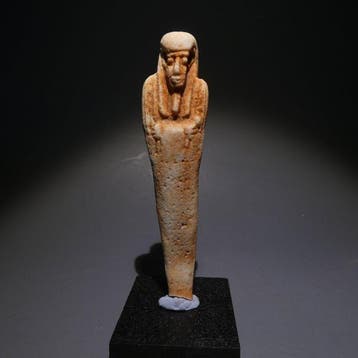 Oud-Egyptisch Faience Shabti. 9,5 cm hoog. 30e dynastie,, Verzamelen
