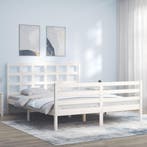 vidaXL Bedframe met hoofdbord massief hout wit 160x200 cm, Verzenden, Wit, 200 cm, 160 cm