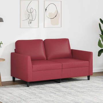 vidaXL Tweezitsbank 120 cm kunstleer wijnrood, Verzenden, Nieuw, Tweepersoons, Leer