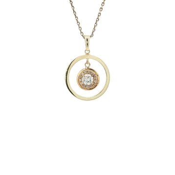 Gouden hanger met diamant 14 karaat, Verzenden, Zo goed als nieuw, Goud