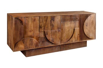 Dressoir ART DECO 170 cm 3D mangohout bruin - 46802, Ophalen of Verzenden, Nieuw
