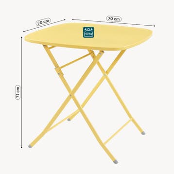 Klaptafel Sande tuintafel metaal vierkant 71x70x70 cm geel [, Tuin en Terras, Verzenden, Nieuw