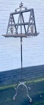 dubbele muziekstandaard boekenstandaard van metaal en hout, Ophalen of Verzenden