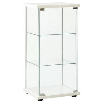 vidaXL Vitrinekast gehard glas wit, Verzenden, Nieuw