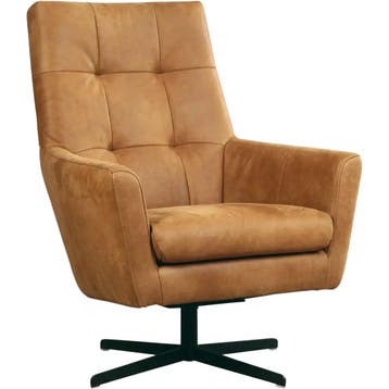 Leren draaifauteuil Central - Kenia Cognac (cognac), Nieuw, Ophalen of Verzenden, 75 tot 100 cm, Industrieel, Modern