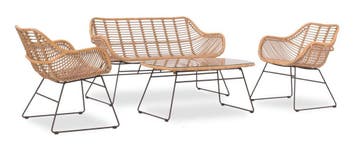 Stoel-Bank Loungeset Wates Rotan Look Naturel The Outsider, Tuin en Terras, Tuinbanken, Verzenden, Nieuw