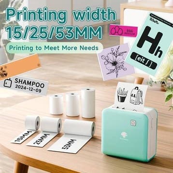 Mini fotoprinter zwartwit labelprinter labelmaker wit, Ophalen of Verzenden, Nieuw
