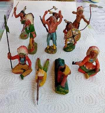 Elastolin - Beeldje - RARE LOT DE 10 FIGURINES INDIENS, Kinderen en Baby's, Nieuw
