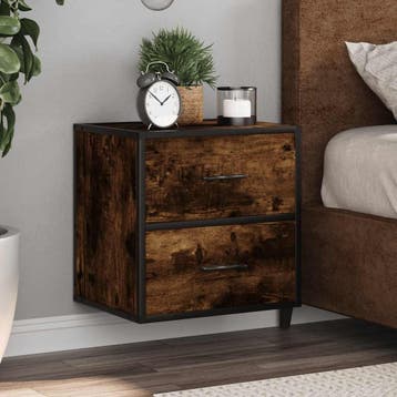 vidaXL Nachtkastje wandgemonteerd 40x31x39,5 cm gerookt, Verzenden, Nieuw, Hout