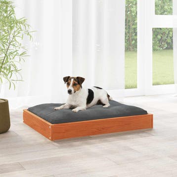 vidaXL Hondenbed Wasbruin 72 x 54 x 9 cm Massief Vurenhout, Dieren en Toebehoren, Verzenden, Nieuw
