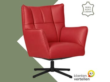Leren draaifauteuil Lovely - Toledo Ducati (rood), Nieuw, Ophalen of Verzenden, 75 tot 100 cm, Eigentijds, Modern, Retro, Vintage