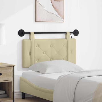 vidaXL Hangend hoofdbord Met LED-verlichting Crèmekleurig, Verzenden, Nieuw, Crème, Overige materialen