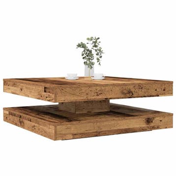 vidaXL Salontafel 360 graden draaibaar 90x90x34,5 cm oud, 50 tot 100 cm, Verzenden, Nieuw, 50 tot 100 cm