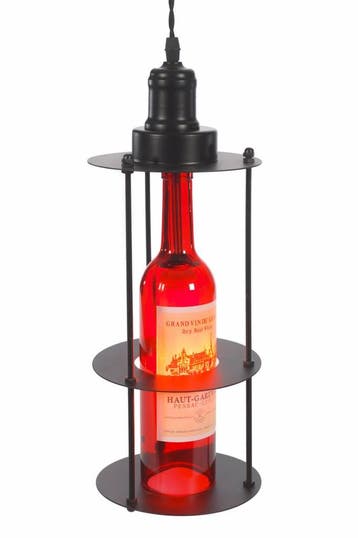 Industriële Hanglamp Rode Wijnfles – Scaldare Verano, Ophalen of Verzenden, Nieuw, Glas