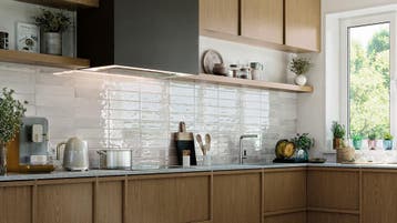 Vloertegel/Wandtegel Gazzini Handvorm Vetra Wit Glans 7,5x30, Keramiek, Nieuw, 20 tot 40 cm, 10 m² of meer