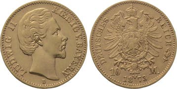 10 Mark 1873 D Bayern Ludwig Ii 1864-1886, Verzenden
