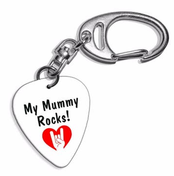 My Mummy Rocks plectrum ketting, sleutelhanger of oorbellen, Ophalen of Verzenden, Nieuw