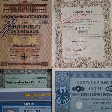 Document - 16 historische Duitse bankaandelen en obligaties,