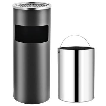 vidaXL Asbak/prullenbak 30 L staal grijs, Verzenden, Nieuw