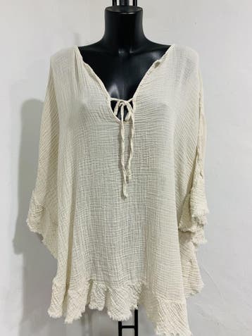 Prachtige katoenen boho tuniek met vleermuis mouwen -, Nieuw