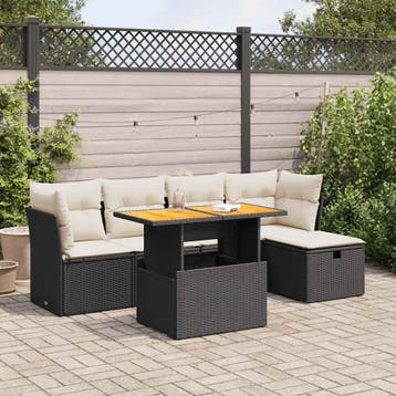 vidaXL 6-delige Loungeset met kussens poly rattan acacia, Verzenden, Nieuw, Loungeset