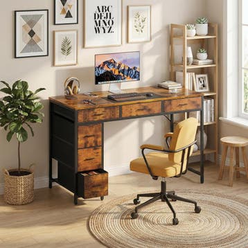 Bureau - Computertafel - Computerbureau - 120x50 cm - Bruin, Verzenden, Zo goed als nieuw
