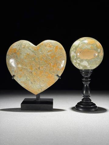 GEEN RESERVEPRIJS - Prachtig paar onyx Heart & Sphere op, Antiek en Kunst, Kunst | Designobjecten