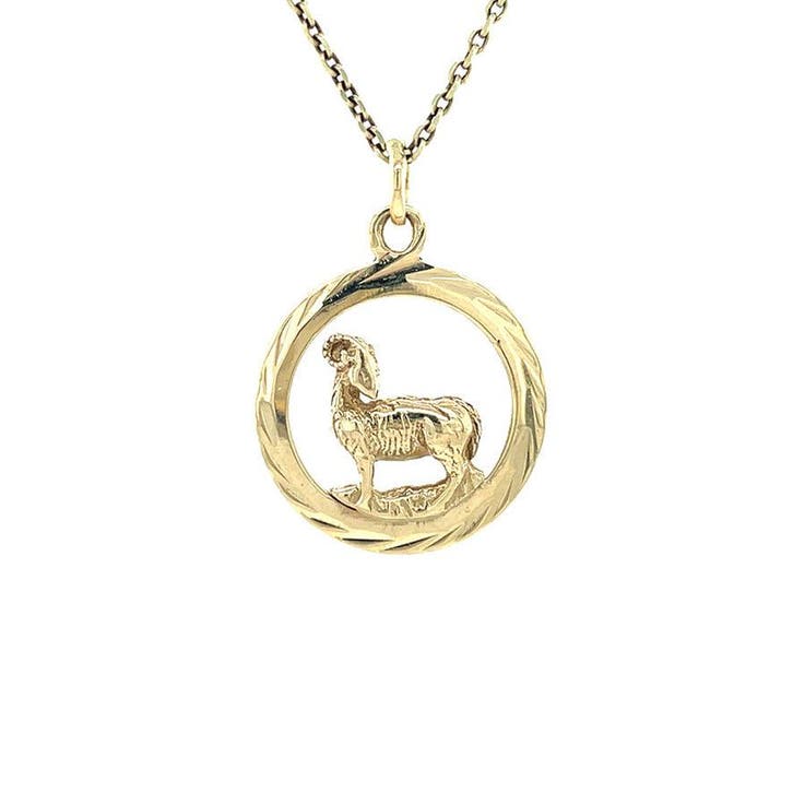 Gouden sterrenbeeld hanger Ram 14 karaat, Sieraden, Tassen en Uiterlijk, Kettinghangers, Goud, Zo goed als nieuw, Verzenden