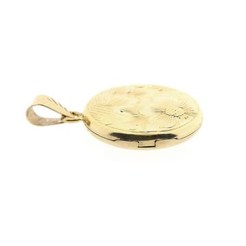 Vintage gouden medaillon hanger; Floraal design, Ophalen of Verzenden, Gebruikt, Goud, Overige merken