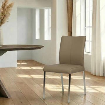 Leren eetkamerstoel Basic - Toledo Mocca (taupe/bruin) -, Huis en Inrichting, Stoelen, Ophalen of Verzenden, Nieuw, Leer, Modern
