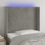 vidaXL Hoofdbord LED 103x16x118/128 cm fluweel lichtgrijs, Verzenden, Nieuw, Grijs, Stof