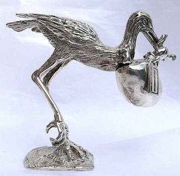 Beeldje - GEBOORTE-OOIEVAAR - .835 zilver