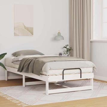 vidaXL Bedframe Wit 90 x 200 cm Massief grenenhout, Verzenden, Nieuw, Wit, Hout