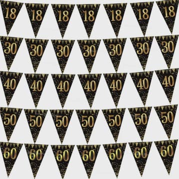 Black Gold Verjaardag Banner - Slingers voor 30, 40, 50, 60, Hobby en Vrije tijd, Feestartikelen, Verzenden, Nieuw