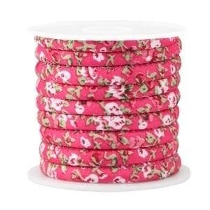 20 cm Trendy gestikt koord 6x4mm Hot pink (Sieraden koord), Ophalen of Verzenden, Nieuw, Draad