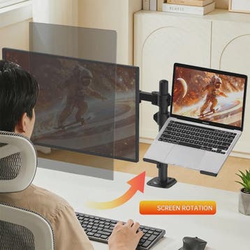 Ergonomische Dubbele Monitor Arm met Laptop Plank & Ventilat, Computers en Software, Verzenden, Nieuw