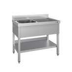 GGM Gastro | RVS spoeltafel ECO - 1200x600mm - met onderblad, Verzenden, Nieuw in verpakking, RVS Meubilair