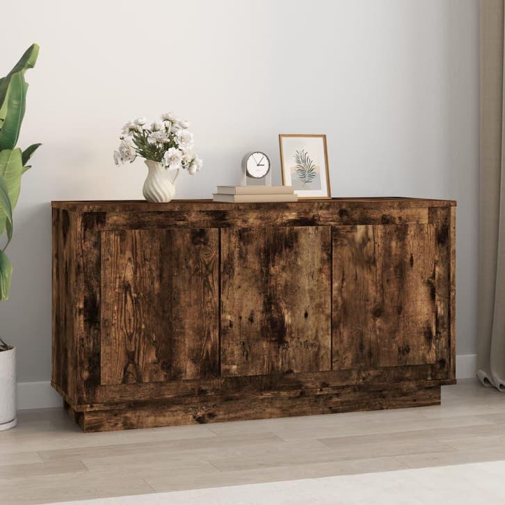 vidaXL Dressoir 102x35x55 cm bewerkt hout gerookt, Huis en Inrichting, Kasten | Dressoirs, 25 tot 50 cm, Nieuw, 100 tot 150 cm