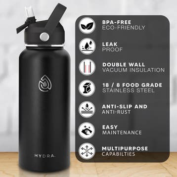 Hydra Essentials® RVS Drinkfles 1 Liter - Thermosfles met, Ophalen of Verzenden, Nieuw
