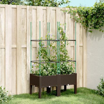 vidaXL Plantenbak met latwerk 80x40x142,5 cm polypropeen, Tuin en Terras, Verzenden, Nieuw, Minder dan 60 cm