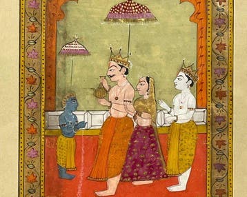 Vamana voor koning Bali - Pahari-school - India - laatste, Antiek en Kunst