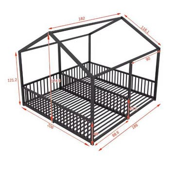 Metalen kinderbed huisvorm 90x200 cm met valbeveiliging, Verzenden, Nieuw