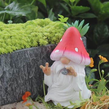 Grappige Mushroom Kabouter Tuinbeeld met Middenvinger - Humo, Tuin en Terras, Verzenden, Nieuw