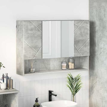 vidaXL Spiegelkast met opslag Beton Grijs 80 x 17 x 55 cm, Verzenden, Nieuw